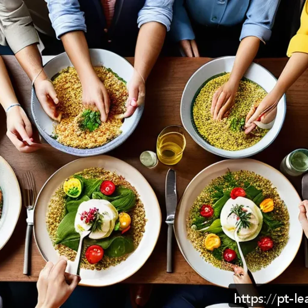 맛을 통한 창의적 사고 기르기 - A bright, modern kitchen scene featuring a diverse group of adults in casual business attire gathere...