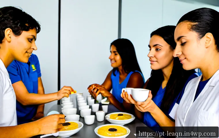 맛 교육에서의 신뢰성 있는 평가 방법 - Photorealistic sensory education classroom in Brazil, a diverse group of adult students conducting a...